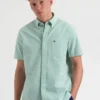 Northstar Seersucker Short Sleeve Bengal Stripe Shirt - Green/Ecru