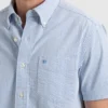 Northstar The Vertical Stripe Seersucker Short Sleeve Bengal Stripe Shirt - Light Blue/Ecru