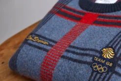 Baird Team GB Men's House Check Crew Neck Sweater - Navy Team GB Shop