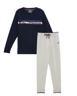 One Step Up Men's Long-Sleeve Tee & Jogger Lounge Set - Navy