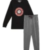 One Step Up Loungewear Men's Long-Sleeve Tee & Jogger Lounge Set - Black