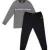 One Step Up Loungewear Men's Long-Sleeve Tee & Jogger Lounge Set - Charcoal