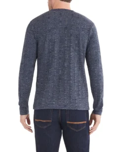 Zuma Loungewear Long-Sleeve Jaq Stripe Henley Shirt - Blue Shadow