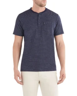 Zuma Birdseye Stripe Henley T-Shirt - Navy Loungewear