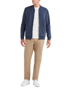 Zuma Casual Jackets Tipped Scuba Bomber Jacket - Navy