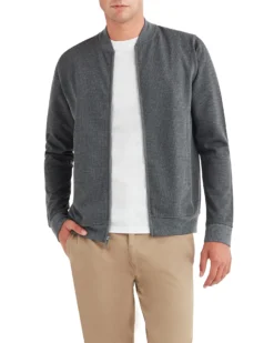 Zuma Herringbone Jaq Knit Bomber Jacket - Grey Casual Jackets