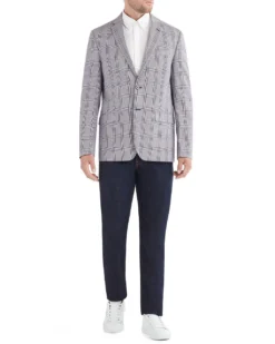 Marcraft Crown Plaid Check Sportcoat Jacket - Blue And White