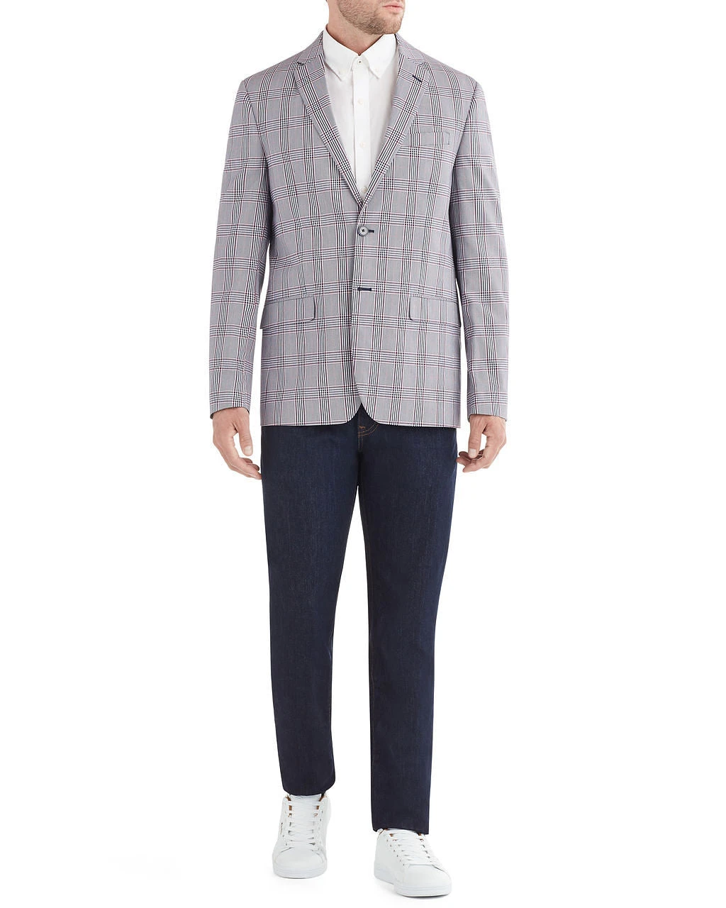 Marcraft Crown Plaid Check Sportcoat Jacket - Blue And White 3 Marcraft Crown Plaid Check Sportcoat Jacket - Blue And White