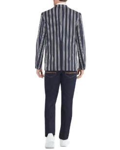 Marcraft Tailored Shop Webber Striped Sportcoat Jacket - Navy
