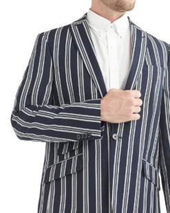 Marcraft Tailored Shop Webber Striped Sportcoat Jacket - Navy