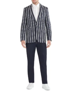Marcraft Tailored Shop Webber Striped Sportcoat Jacket - Navy