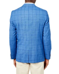 Weatherproof Tailored Shop Crown Plaid Check Sportcoat Jacket - Blue