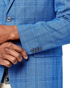 Weatherproof Tailored Shop Crown Plaid Check Sportcoat Jacket - Blue