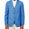 Weatherproof Tailored Shop Crown Plaid Check Sportcoat Jacket - Blue