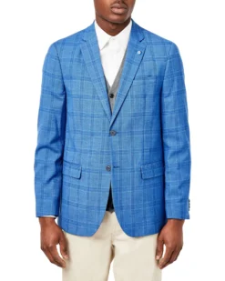 Weatherproof Tailored Shop Crown Plaid Check Sportcoat Jacket - Blue