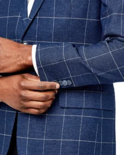 Weatherproof Crown Pin-Stripe Check Sportcoat Jacket - Navy