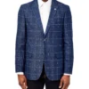Weatherproof Crown Pin-Stripe Check Sportcoat Jacket - Navy