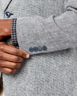 Weatherproof Clere Linen-Texture Sportcoat Jacket - Blue/White Tailored Shop