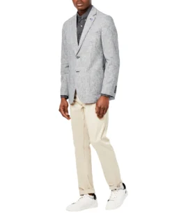 Weatherproof Clere Linen-Texture Sportcoat Jacket - Blue/White Tailored Shop