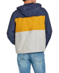 Oved Casual Jackets Hooded Windbreaker Jacket - Navy/Gold/Grey