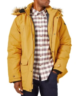 Hawke Men's Heavy Snorkel Coat With Faux Fur Hood - Dull Gold