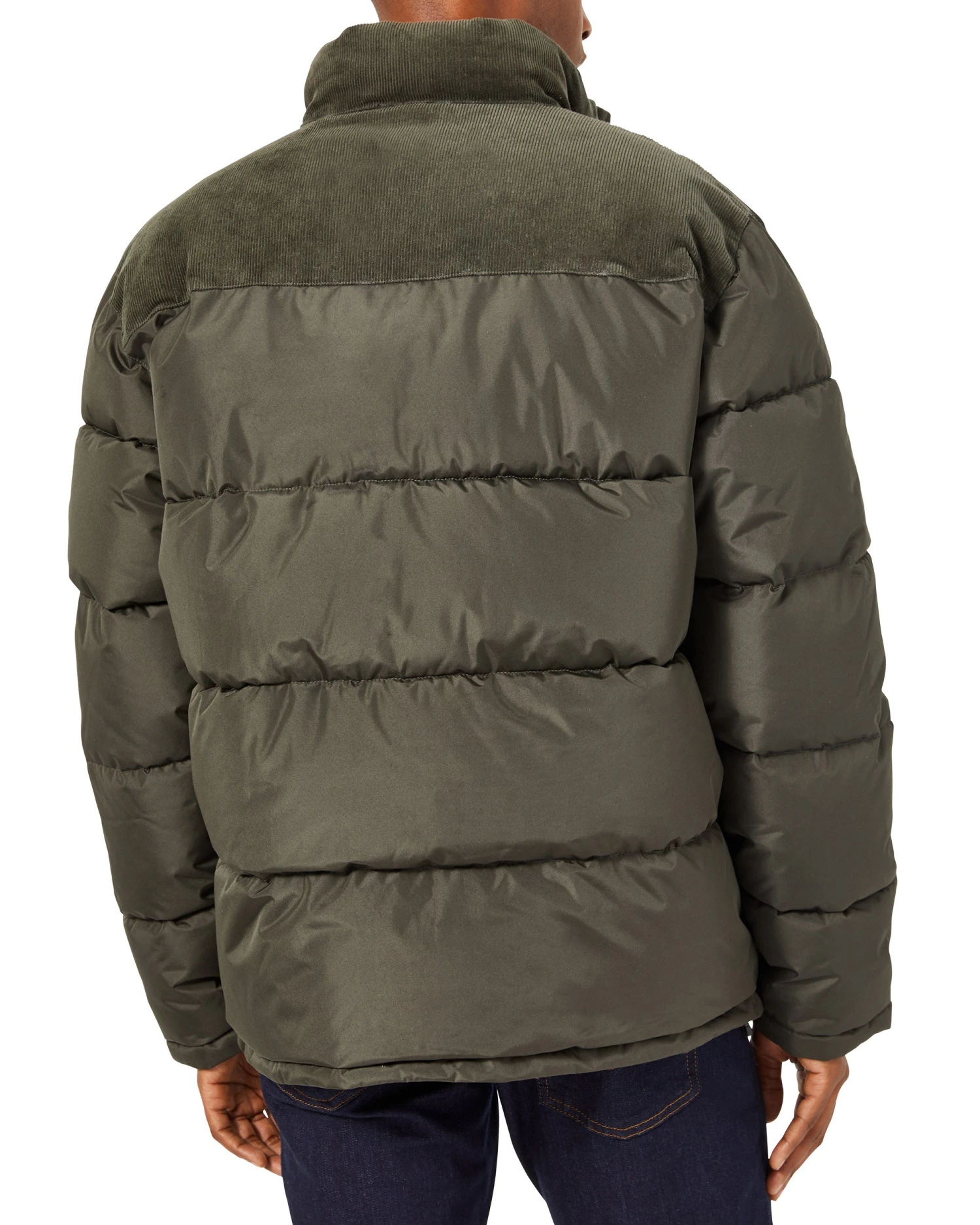 Hawke Men's Sherpa Stand Collar Puffer With Corduroy - Bark 3 Hawke Men's Sherpa Stand Collar Puffer With Corduroy - Bark