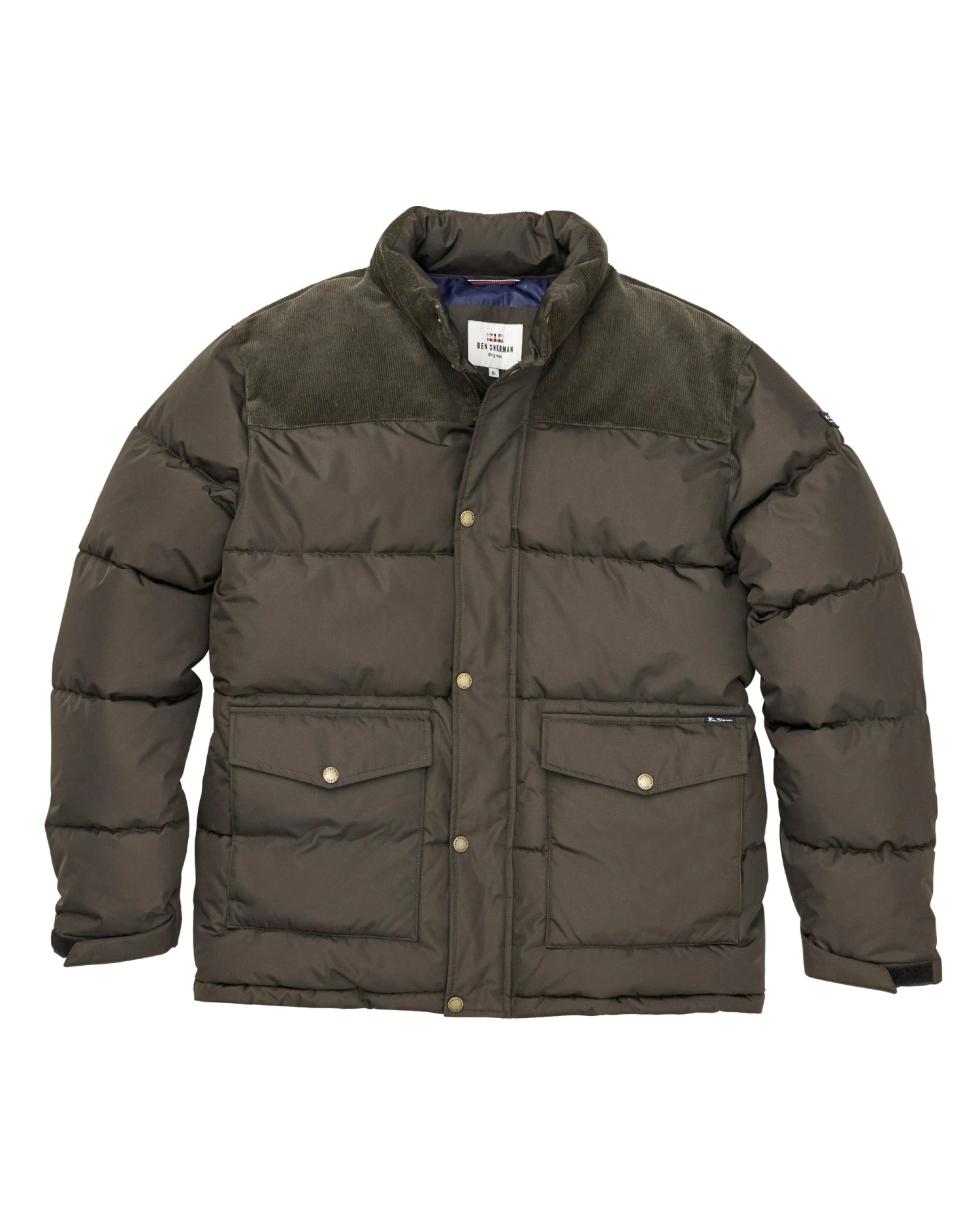 Hawke Men's Sherpa Stand Collar Puffer With Corduroy - Bark 5 Hawke Men's Sherpa Stand Collar Puffer With Corduroy - Bark