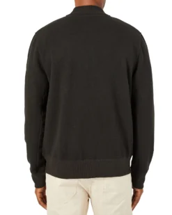 Oved Casual Jackets Full-Zip Textured Knit Jacket With Pocket - Black