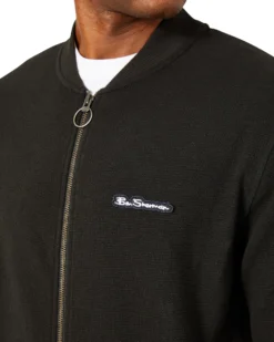 Oved Casual Jackets Full-Zip Textured Knit Jacket With Pocket - Black