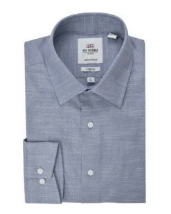LF Tailored Shop Stretch Tailored Slim Fit Dress Shirt - Blue