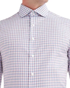 LF Rose & Blue Dobby Check Slim Fit Dress Shirt Tailored Shop