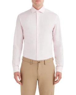 LF Tailored Shop Pink Dobby Gingham Slim Fit Dress Shirt