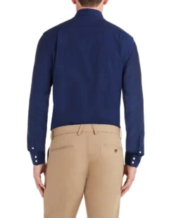 LF Navy Mini Argyle Dobby Slim Fit Dress Shirt