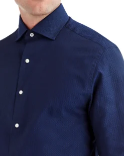 LF Navy Mini Argyle Dobby Slim Fit Dress Shirt