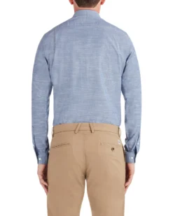 LF Navy Slub Argyle Dobby Slim Fit Dress Shirt