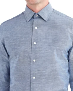 LF Navy Slub Argyle Dobby Slim Fit Dress Shirt