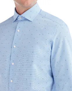 LF Yellow Clip Spot On Blue Mini Tooth Slim Fit Dress Shirt Tailored Shop