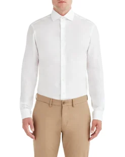 LF Tailored Shop White On White Dot Dobby Slim Fit Dress Shirt