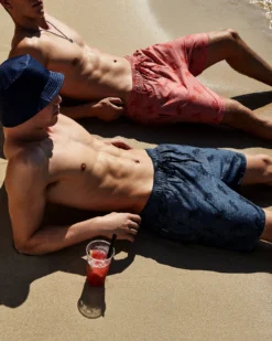 Powerplay Men's Unawatuna Tropical Print Swim Short - Coral