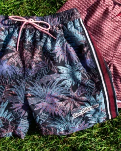 Powerplay Shorts Men's La Concha Paisley Print Swim Short - Black/Blue/Soft Coral