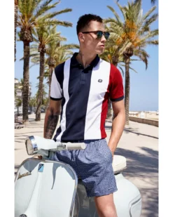 Powerplay Men's Pink Sands Geo Print Swim Short - Blue/Navy/Red Shorts