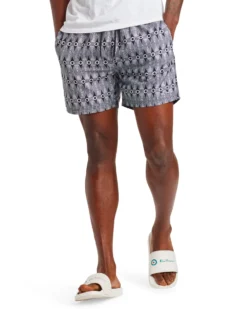 Powerplay Shorts Men's Shoal Bay Geo Print Swim Short - Black/Snow White