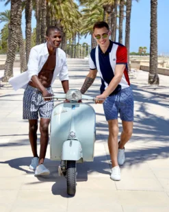 Powerplay Shorts Men's Shoal Bay Geo Print Swim Short - Black/Snow White