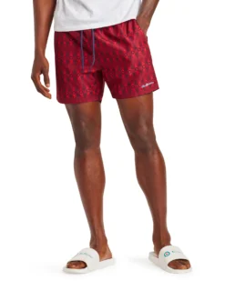 Powerplay Men's Shoal Bay Geo Print Swim Short - Red/Navy Shorts