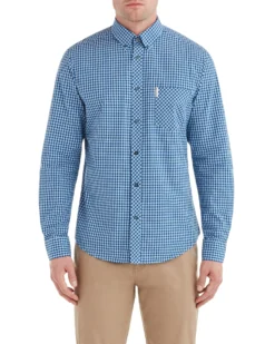 Zuma Long-Sleeve Gingham Shirt - Cobalt