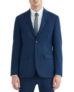 Weatherproof Burge Bi-Stretch Two-Button Notch Lapel Jacket - Blue Tailored Shop