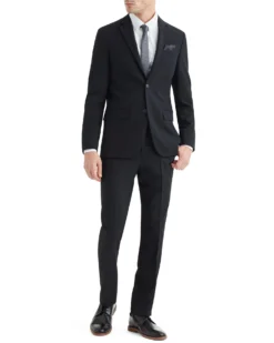 Marcraft Cave Bi-Stretch Flat Front Suit Pant - Black Tailored Shop