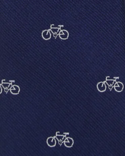 Randa Kacey Bike Printed Silk Neck Tie - Navy Tailored Shop