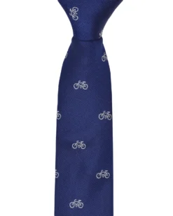 Randa Kacey Bike Printed Silk Neck Tie - Navy Tailored Shop