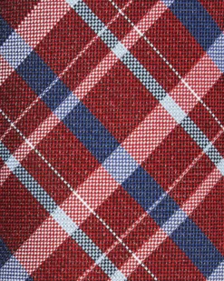 Randa Kensleigh Plaid Silk Neck Tie - Red